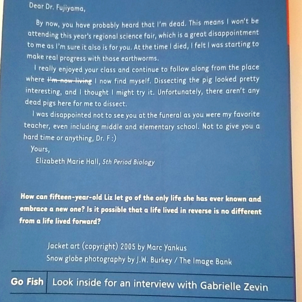 Book:Elsewhere  by Gabrielle Zevin - Picture 5 of 5